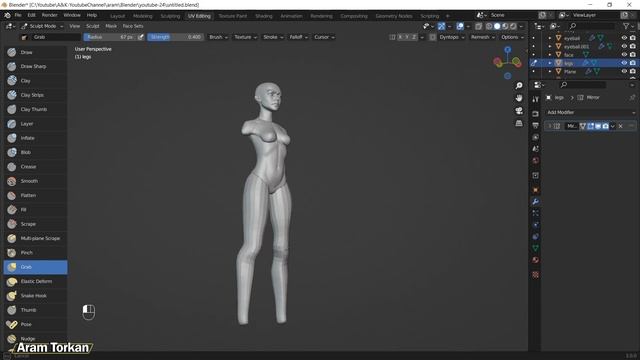 Sculpting Stylized Female Character In Blender - Sculpting Process Timelapse смотреть онлайн