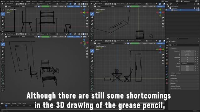 Grease Pencil 3D Scene Drawing (Blender) смотреть онлайн