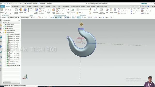 Hook Design in NX || siemens hook design || Crane hook design in nx || NX 11 hook design смотреть онлайн