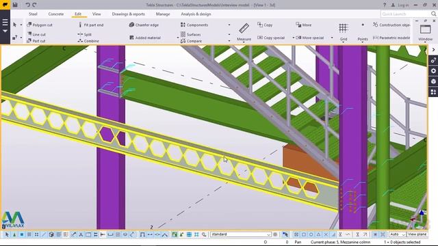 How to Create Castellated beam and Generating Elevations from Gridlines in Tekla Structures 2017 смотреть онлайн