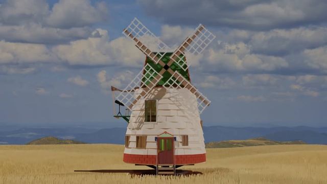 Windmill in wheat field- Blender animation смотреть онлайн