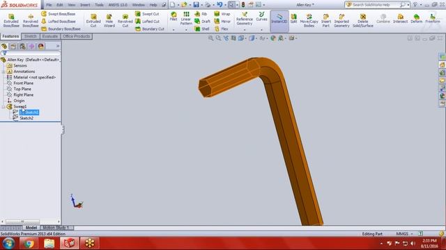 How to create Allen Key | Sweep cut | SolidWorks смотреть онлайн