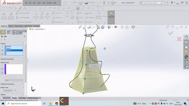 Solidworks-#32 Guide Lofted Boss(सॉलिडवर्क्स आता आपल्या मराठी भाषेत) смотреть онлайн
