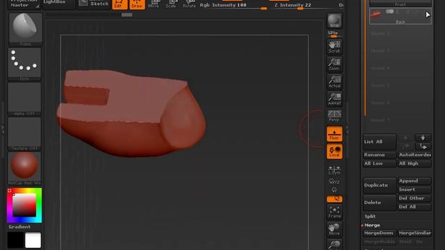 Zbrush 4R6 DynaMesh Spliting a model in half for 3D print ) смотреть онлайн