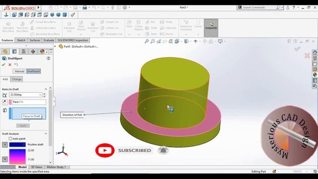 How To Use Draft In Solidworks In हिन्दी || Solidworks Tutorial In हिन्दी #25