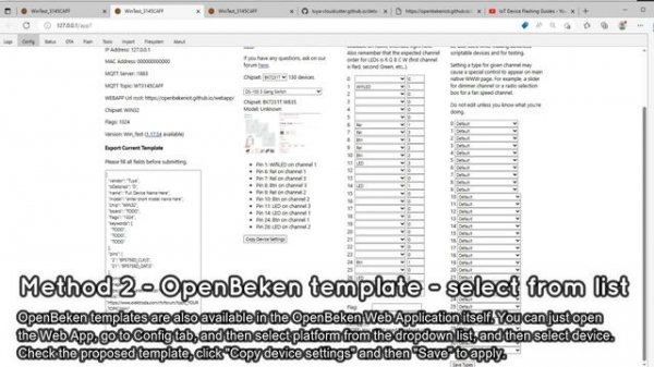 How to import OBK and Tuya-cloudcutter templates into OpenBeken - get instant GPIO configuration