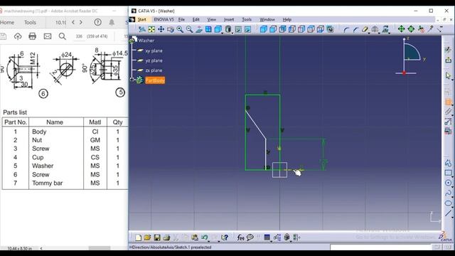 Screw Jack CATIA V5 Tutorial - Washer (Part 5) смотреть онлайн