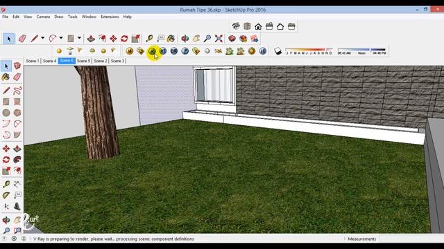 Tutorial Vray SketchUp Setting material grass in sketchup - Tutorial Sketchup смотреть онлайн