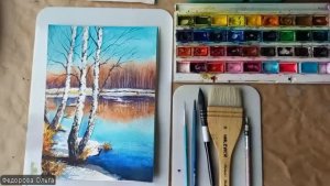 Акварель. Мартовское солнце на реке