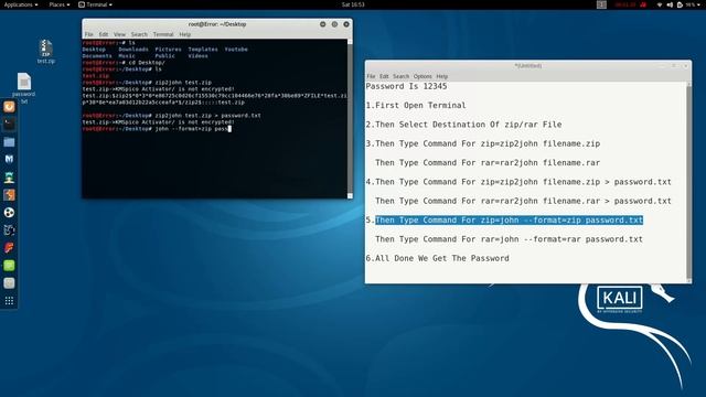 How To Crack zip/rar File Password In Kali Linux смотреть онлайн