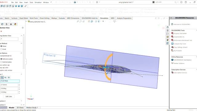 SOLIDWORKS Student Edition Academic Use Only wing dyhedral trial 3 2021 11 15 15 31 36 смотреть онлайн