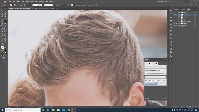 Vector Portrait in Adobe Illustrator Part 03 | Draw Realistic Hair 02 смотреть онлайн