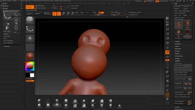 ZBrush cartoon tutorial: Adaptive skin смотреть онлайн