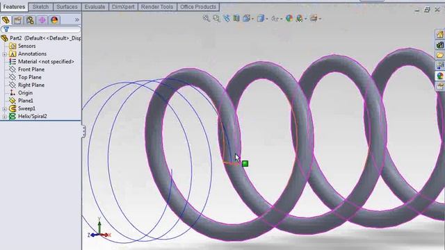 SOLIDWORKS TUTORIAL spring with helix and spiral, swept смотреть онлайн