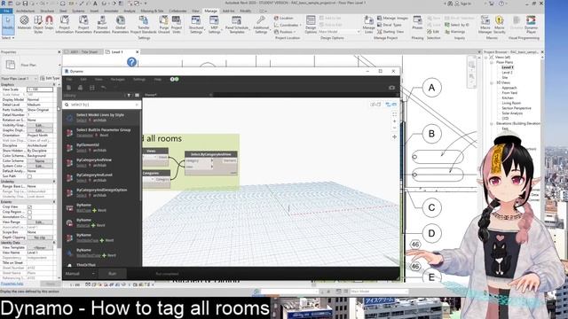 Tag all rooms in view - Revit Dynamo beginner tutorial смотреть онлайн
