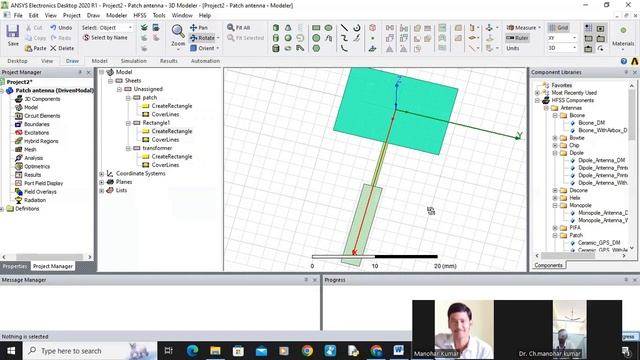 Patch Antenna design using HFSS part 1(Dr Manohar) смотреть онлайн
