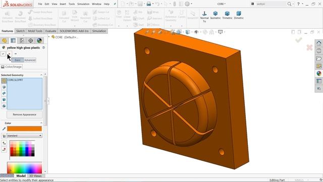 Solidworks Mold tutorial Create Cavity and Core смотреть онлайн