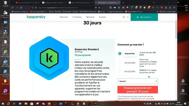 #windows10#antivirus Kaspersky 2023 Tu peux avoir la première année pour 20€ смотреть онлайн