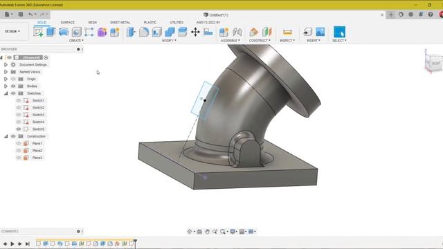 Fusion 360 Tutorial - Angled Pipe 45 смотреть онлайн