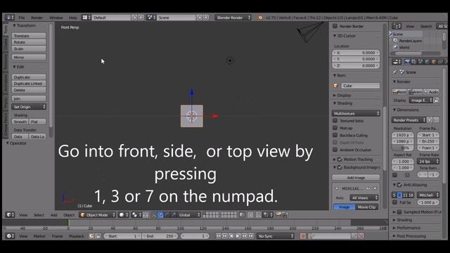 Blender 2.75 Quick Tutorial | Adding Background Images & Switching Views смотреть онлайн