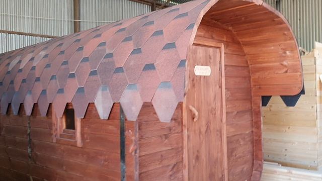 Баня бочка "Квадро" 4 метра с козырьком купить в Заволжье. смотреть онлайн