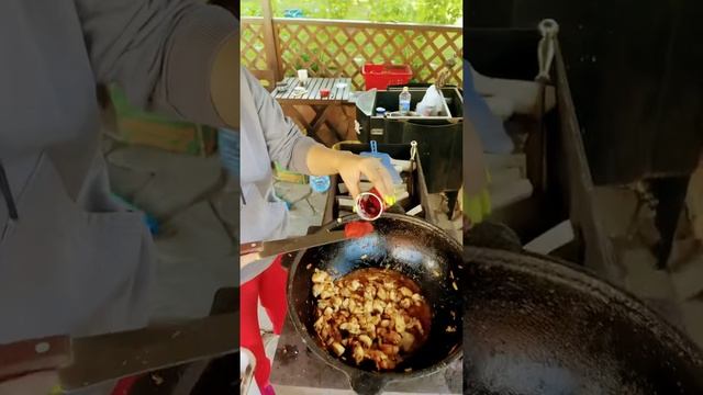 Гречка с мясом на костре.