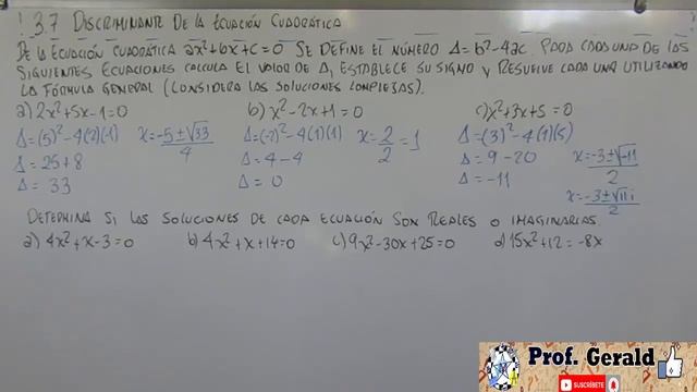 3.7 DISCRIMINANTE DE LA ECUACION CUADRATICA 1º AÑO смотреть онлайн