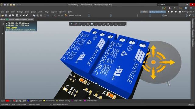 Altium Designer PCB Layout 3D visualizer (Module Relay Redesigned) смотреть онлайн