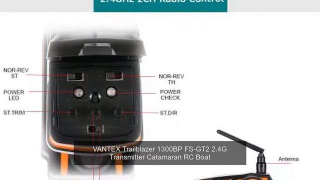 VANTEX Trailblazer 1300BP FS-GT2 2.4G Transmitter Catamaran RC Boat смотреть онлайн