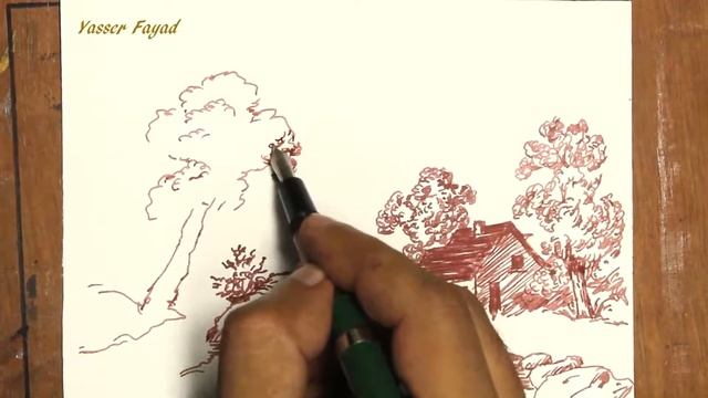 Draw Landscape by pen and inke with Yasser Fayad смотреть онлайн