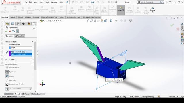 Solidworks Symmetric Mate | Solidworks Advanced Mate | Solidworks Assembly | Solidworks Training | смотреть онлайн