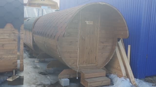 Баня бочка 3.5 метра с ограждением печи купить в Сарове. смотреть онлайн