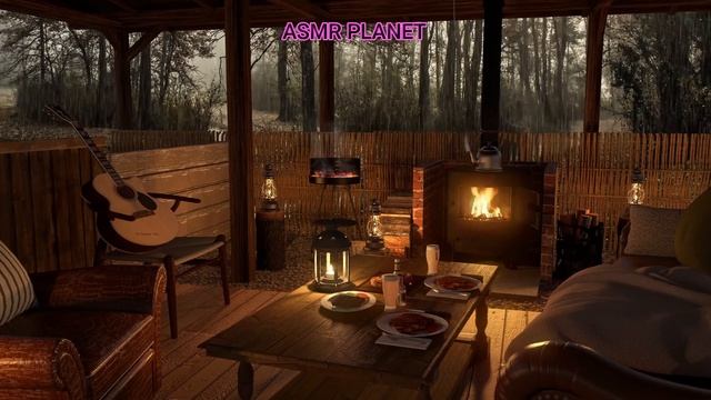 ASMR The Sound Of A Bonfire Fireplace And Rain For Sleeping Звук Костра Камина и Дождя для Сна АСМР