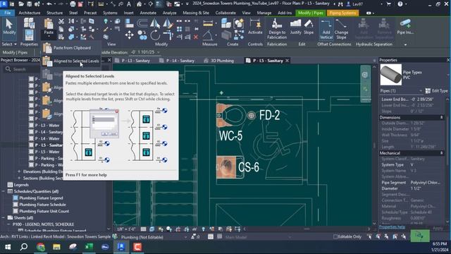 Part 32: Revit 2024 Sample Plumbing Project | Counting Fixture Units | Using the Cut and Paste Tool смотреть онлайн