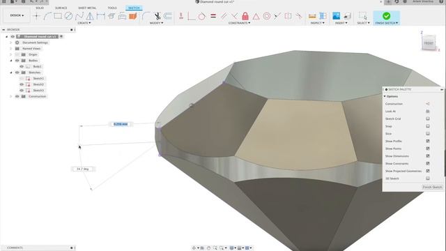 ROUND CUT DIAMOND STONE// Fusion 360 — Jewelry design смотреть онлайн