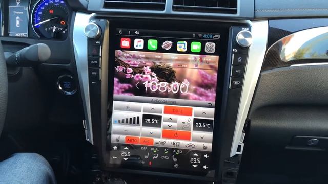 Автомагнитола от компании MegaZvuk Toyota Camry Tesla Style работа кнопок подогрев сидений с сенсора смотреть онлайн
