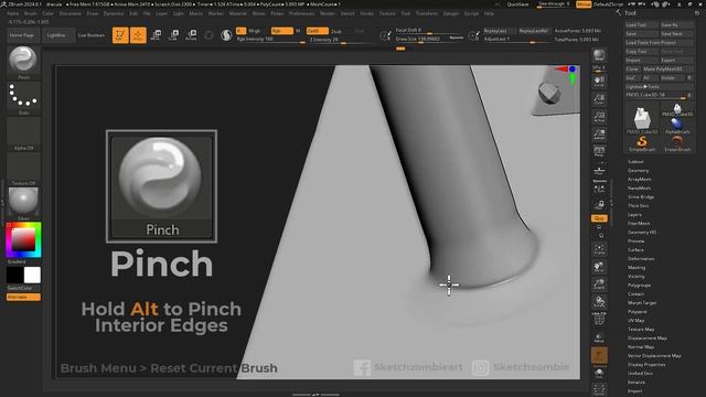 Pinch Brush: ZBrush All Brushes смотреть онлайн