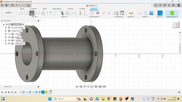 3D Modelling of Flange__Fusion 360 Software__Extrude__Sweep__Pattern__Commands смотреть онлайн