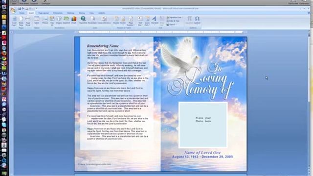 Add Pages MAC Word - Funeral Program Templates смотреть онлайн