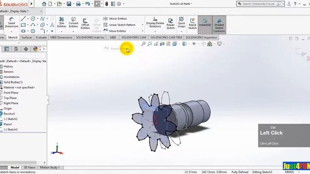 Spiral Bevel Gear | | Using most Easy commands | | SolidWorks 2019 | | CAD CAM TUTORIALS . смотреть онлайн
