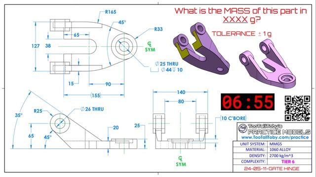 2D Drawing to 3D CAD - PRACTICE MODEL- Exercises for Onshape, SolidWorks - GATE HINGE смотреть онлайн