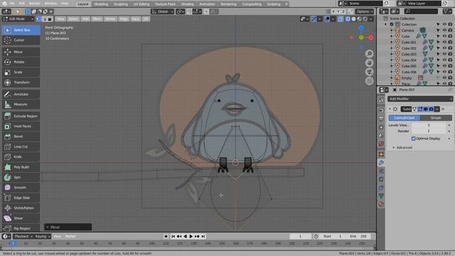 Cartoon bird Blender Tutorial смотреть онлайн
