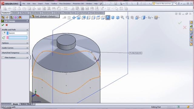 SolidWorks : Sweep cut on tank смотреть онлайн
