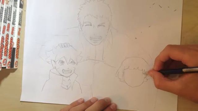 Drawing Naruto, Bolt and Himawari (Speed drawing) смотреть онлайн