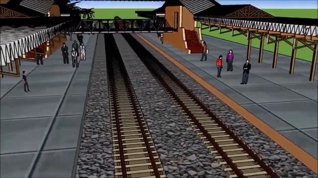 Railway Station and Trains - SketchUp Simulation - 3D смотреть онлайн