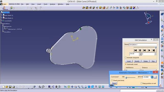 Slide Curve Joint in Catia V5 Kinematics смотреть онлайн