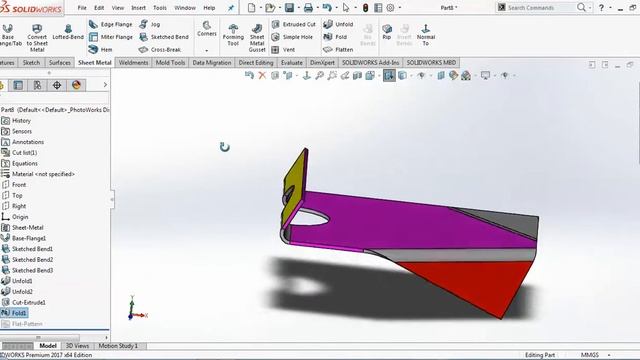 solidworks 2018 SHEET METAL FOLD UNFOLD hindi | how to unfold in solidworks 2018 |CAM SOLUTIONS смотреть онлайн