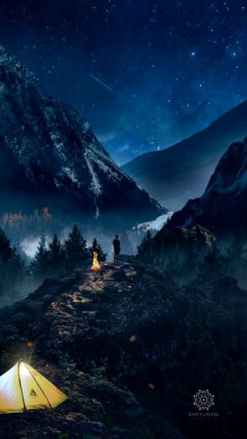 Уютный вечер у костра в горах | Звуки природы, кемпинг | Nature Sounds, Relaxing #shorts