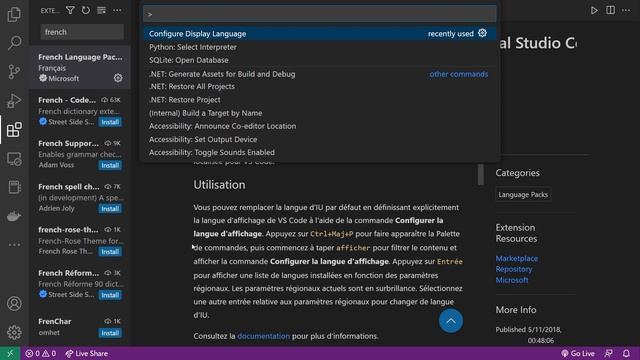 Comment Changer la Langue de VSCODE en FRANCAIS. смотреть онлайн