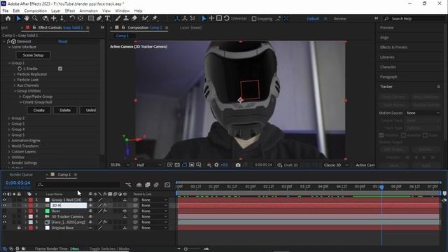 3D Camera Tracking in Adobe After Effects 2023. 3D Helmet VFX Tutorial Element 3D . смотреть онлайн
